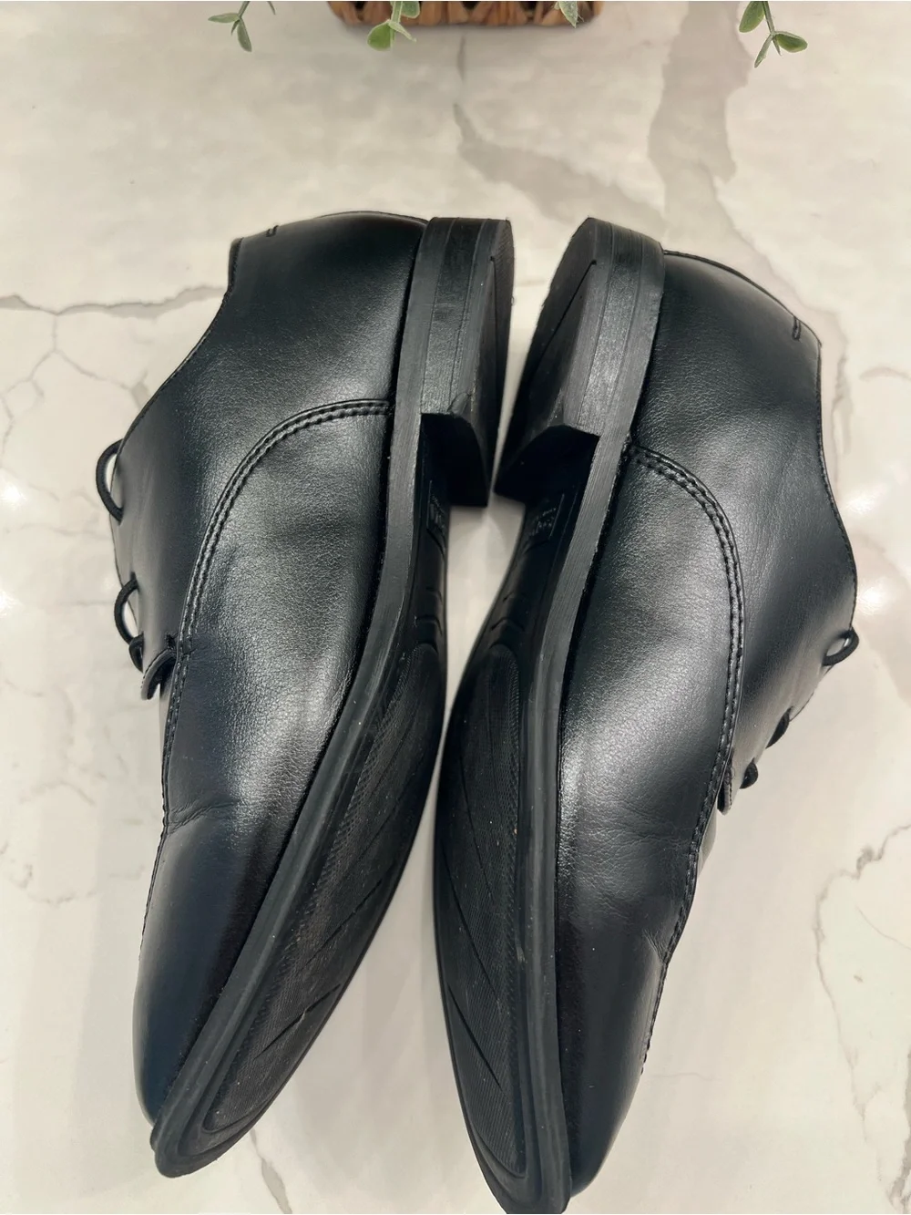 Boys Black Leather-like Lace-Up Dress Shoes